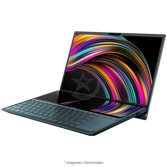 Laptop Asus ZenBook Duo 14 UX481FA, Core i7-10510U Hasta 4.9 GHz, RAM 8GB, SSD 512GB, Dos Pantallas: LED 14" FHD Touch 100% sRGB + ScreePad Plus 12.6", Windows 11 Home