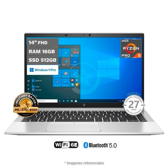 Laptop HP EliteBook 845 G8, AMD Ryzen 5 PRO 5650U Hasta 4.2 GHz, RAM 16GB, SSD 512 GB, LED 14" Full HD, Windows 11 Pro