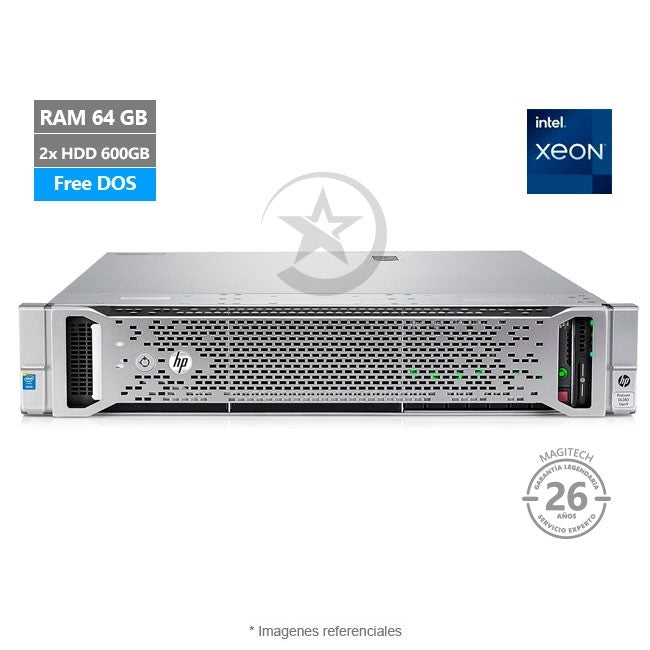 Servidor HP ProLiant DL380 Gen9 (2U), Dual Intel Xeon E5-2697v4 Hasta 3.6 GHz (36 Núcleos), RAM 64GB, 2x HDD 600GB 15K SAS 12GBPS 2.5", 4x Puertos LAN 1GbE, Fuente Redundante de 500Wx2 Hot-Plug