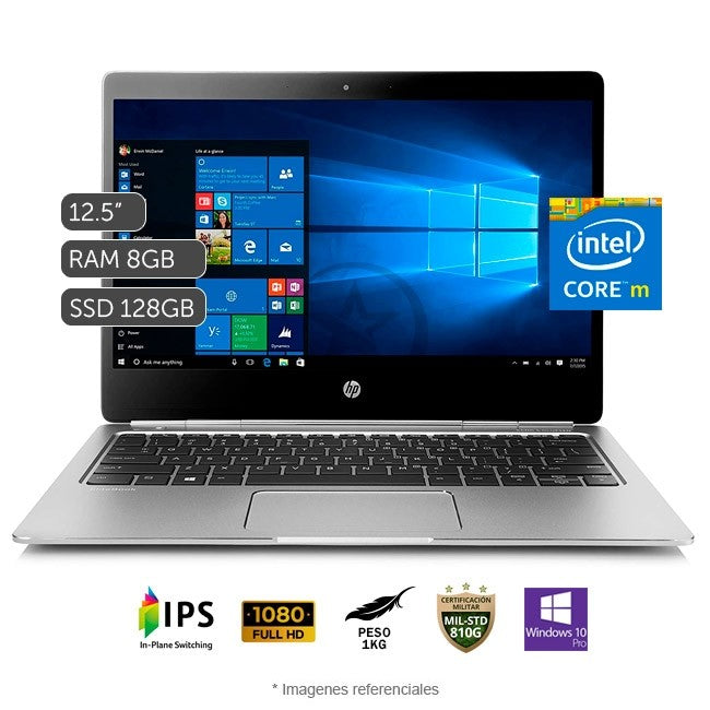 Laptop HP EliteBook Folio G1 Ultrabook, Intel Core M5-6Y54 Hasta 2.7GHz, RAM 8GB, SSD 128GB, LED 12.5" Full HD, Windows 10 Pro, Peso 1Kg