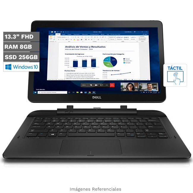 Convertible desmontable 2 en 1 Dell Latitude 13 7350 Core M 5Y71 1.2GHz, RAM 8GB, SSD 256GB, LED 13.3" Full HD Touch, Windows 10 Pro