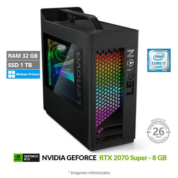 PC Lenovo Legion T730-28ICO Gaming, Intel Core i7-9700K Hasta 5.0 GHz, RAM 32GB, SSD 1TB, Video 8GB NVIDIA GeForce RTX 2070 Super, DVD, Windows 10 Home