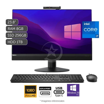 PC Lenovo Todo en Uno ThinkCentre M920z, Intel Core i7-8700 3.2GHz, RAM 8GB, Sólido SSD 256GB ó HDD 1TB, Wi-FI, LED 23.8" Full HD, Windows 10 Pro