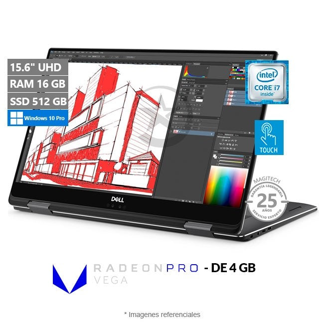 Convertible Dell Workstation Precision 15-5530 2-en-1, Intel Core i7-8706G 3.1 GHz, RAM 16GB, SSD 512GB, Video 4GB AMD Radeon Pro WX Vega , LED 15.6" UHD 4K Táctil, Windows 10 Pro