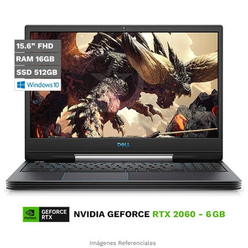Laptop Dell G5 5590 Gaming Intel Core i7-9750H 2.6GHz, RAM 16GB, SSD 512GB PCIe, 6GB NVIDIA GeFroce RTX 2060, LED 15.6" Full HD, Windows 10 Home