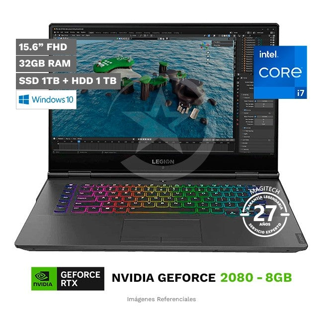 Laptop Lenovo Legion Y740 15 Gaming, Intel Core i7-9750H 2.6GHz, RAM 32GB, SSD 512GB + HDD 1TB, Video 8GB NVIDIA RTX 2080, LED 15.6" Full HD a 144Hz, Windows 10 Home