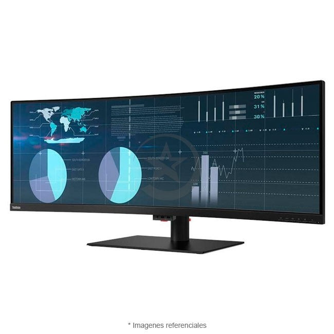 Monitor Lenovo ThinkVision P44w -10 de 43.4" Curva, UltraWide WQXGA (3840x1200) Display HDR 400, HDMI, DisplayPort, HUB USB, USB Type-C, 99.5% sRGB, VESA
