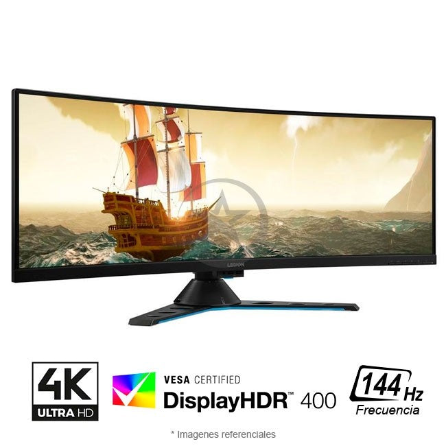 Monitor Lenovo Legion Y44w-10 de 43.4" Curva, UltraHD (3840x2160),Frecuencia 144Hz, DisplayHDR™ 400 de VESA, AMD Radeon FreeSync™ 2 HDR, Respuesta 4ms, USB 3.1 Tipo-C