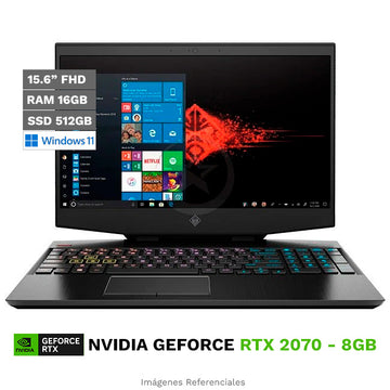 Laptop HP Omen 15-DH1065 Gaming, Intel Core i7-10750H 2.6GHz, RAM 16GB, SSD 512GB, Video 8GB NVIDIA RTX 2070, LED 15.6" Full-HD a 144Hz, Windows 11 Home