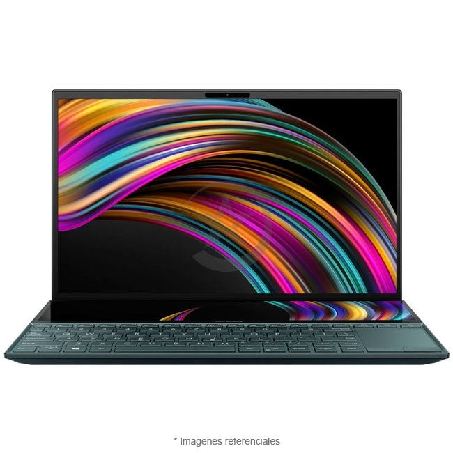 Laptop Asus ZenBook Duo 14 UX481FA, Core i7-10510U Hasta 4.9 GHz, RAM 8GB, SSD 512GB, Dos Pantallas: LED 14" FHD Touch 100% sRGB + ScreePad Plus 12.6", Windows 11 Home