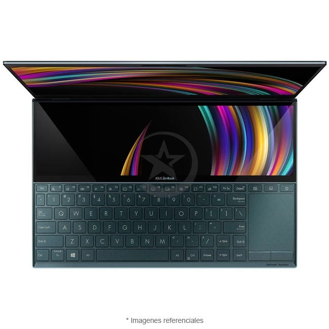 Laptop Asus ZenBook Duo 14 UX481FA, Core i7-10510U Hasta 4.9 GHz, RAM 8GB, SSD 512GB, Dos Pantallas: LED 14" FHD Touch 100% sRGB + ScreePad Plus 12.6", Windows 11 Home