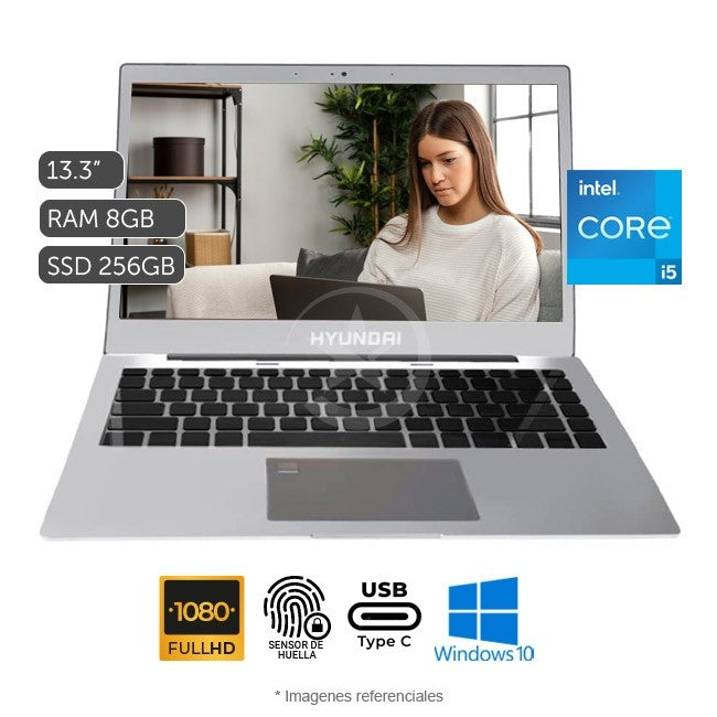 Laptop Hyundai ThinNote 13 Pro Ultrabook, Intel Core i5-8250U Hasta 3.4 GHz, RAM 8GB, SSD 256GB, LED 13.3" Full HD, Windows 10 Home, Peso 1.2 Kg