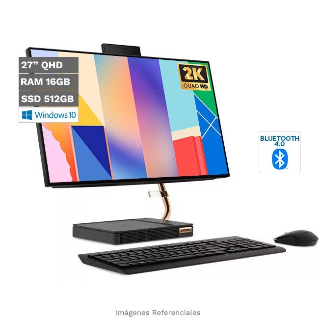 PC Lenovo Todo en Uno IdeaCentre A540 (27"), Intel Core i7-9700T Hasta 4.3 GHz, RAM 16GB, SSD 512GB, LED 27" 2K Wide QHD, Windows 10 Home