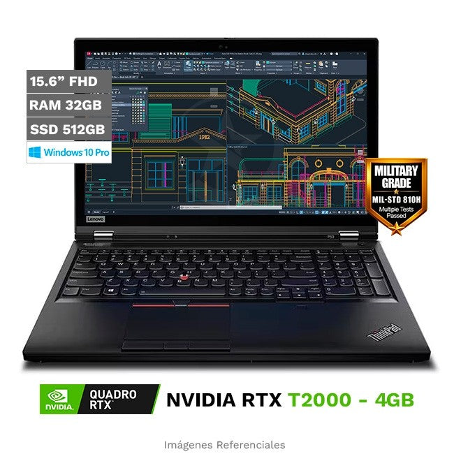 Laptop Lenovo Workstation ThinkPad P53, Intel Core i7-9750H 2.6GHz, RAM 32GB, SSD 512GB, 4GB NVIDIA Quadro T2000, LED 15.6" FHD Dolby Vision HDR, Windows 10 Pro