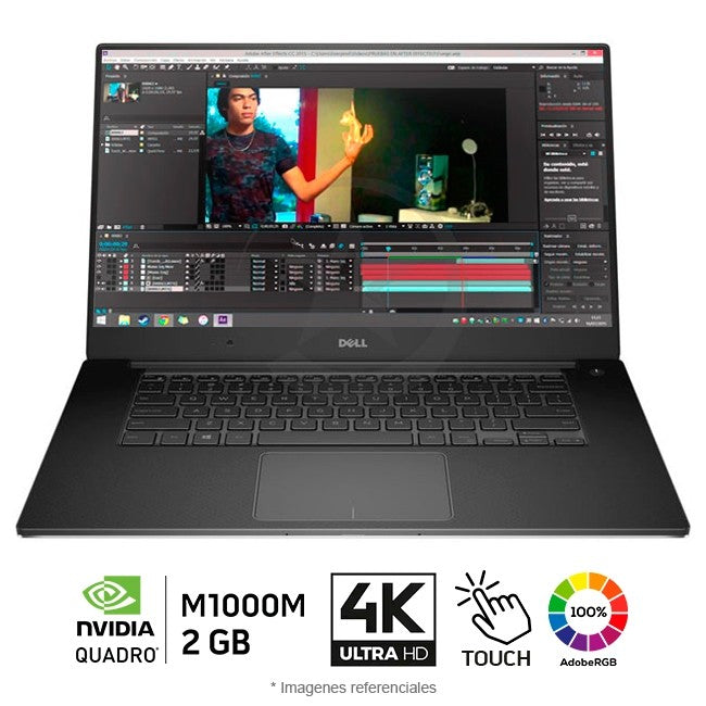 Laptop Dell WorkStation Precision 5510, Intel Core i7-6820HQ 2.3GHz, RAM 16GB, SSD 512GB, Video 2GB NVIDIA Quadro M1000M, LED 15.6" 4K UHD, Windows 10 Pro