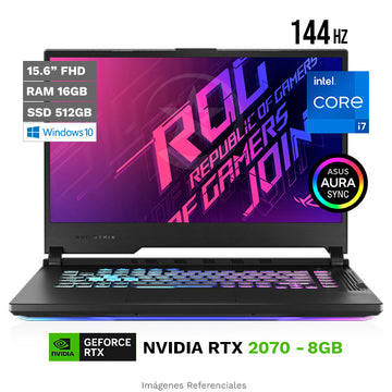 Laptop Asus ROG Strix G15 - G512LW Gaming, Intel Core i7-10750H 2.6GHz, RAM 16GB, SSD 512GB, Video 8GB Nvidia RTX 2070, LED 15.6" Full HD a 144Hz, Windows 10 Home