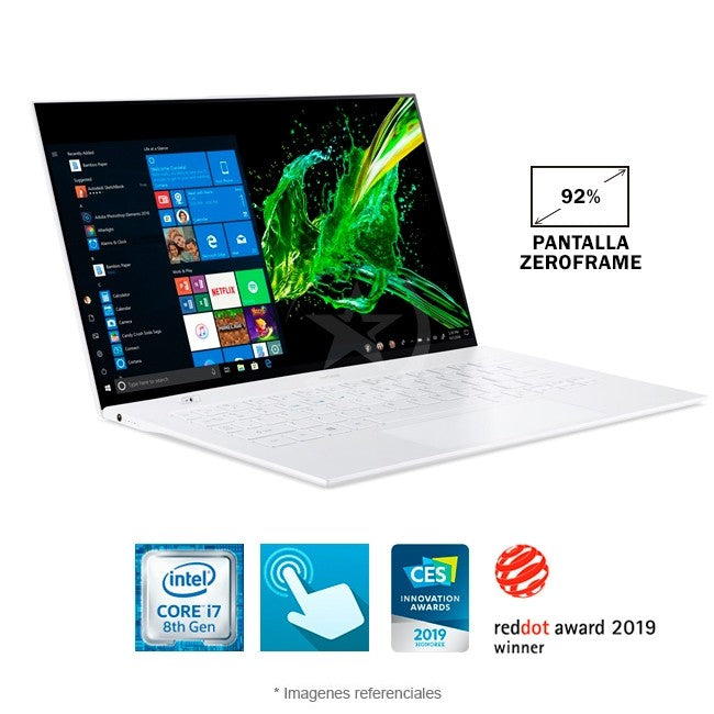 Laptop Acer Swift 7 SF714-52T Ultrabook, Intel Core i7-8500Y 1.5GHz, RAM 16GB, SSD 512GB, LED 14'' Full HD Touch, Windows 10 home, Ultra Liviano, Peso 0.90 Kg