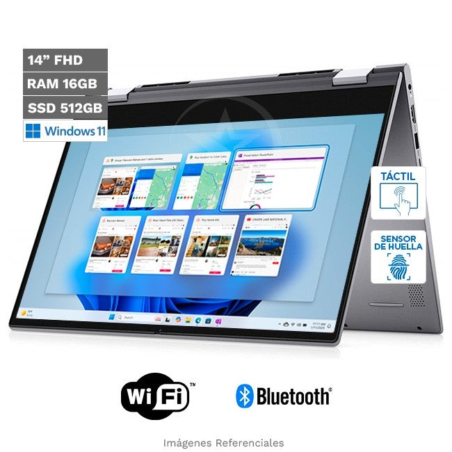 Convertible Dell Inspiron 14 5400 2-en-1, Intel Core i7-1065G7 Hasta 3.9 GHz, RAM 16GB, SSD 512GB, Pantalla LED 14" FHD Touch, Windows 11 Home