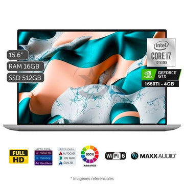 Laptop Dell XPS 15 9500, Intel Core i7-10750H 2.6GHz, RAM 16GB, Sólido SSD 512GB PCIe, Video 4 GB Nvidia GeForce GTX 1650Ti, LED 15.6" Full HD+ InfinityEdge 100% sRGB, Windows 10 Home