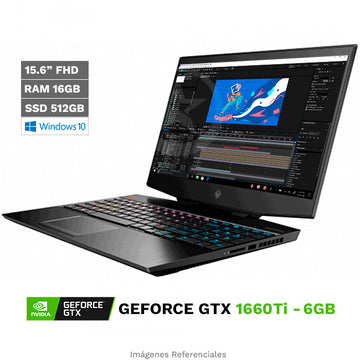 Laptop HP Omen 15-DH1070wm Gaming, Intel Core i7-10750H 2.6GHz, RAM 16GB, Sólido SSD 512GB, Video 6 GB NVIDIA GTX 1660Ti, LED 15.6" Full HD, Windows 10 Home