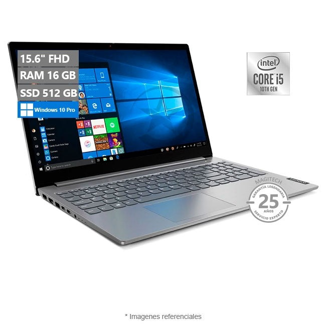 Laptop Lenovo ThinkBook 15-IIL, Intel Core i5-1035G1 Hasta 3.6GHz, RAM 16GB, SSD 512GB, LED 15.6" Full HD, Windows 10 Pro