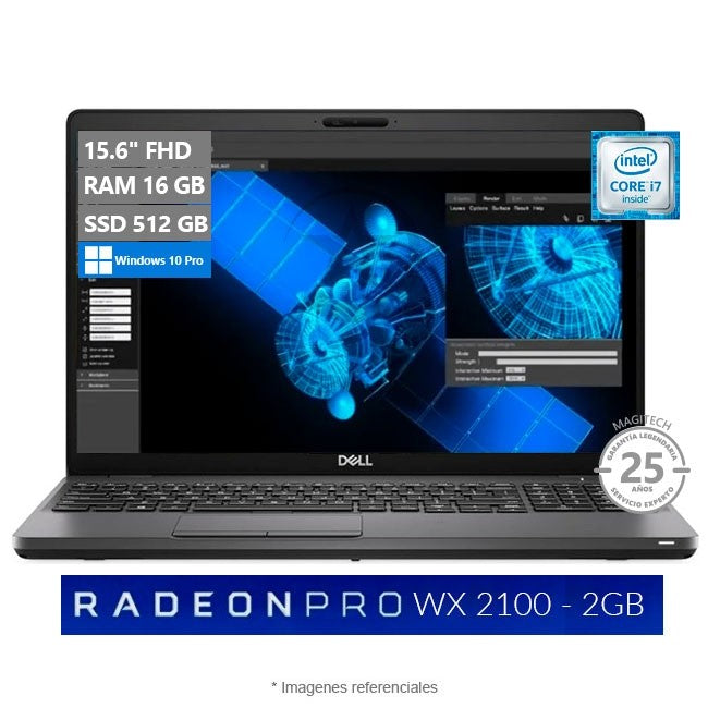Laptop Dell Workstation Precision 3540, Intel Core i7-8665U Hasta 4.8 GHz , RAM 16GB, SSD 512GB, Video 2GB AMD Radeon Pro WX 2100, LED 15.6" HD, Windows 10 Pro