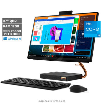 PC Lenovo Todo en Uno IdeaCentre 5 (27"), Intel Core i5-10400T 2.0GHz, RAM 12GB, SSD 256GB + HDD 1TB, Wi-FI, BT, LED 27" QHD, Windows 10 Home