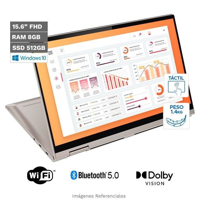 Convertible Lenovo Yoga C740 2-en-1, Intel Core i5-10210U Hasta 4.2 GHz, RAM 8GB, SSD 512GB, LED 15.6" Full HD Táctil Dolby Vision, Windows 11 Home