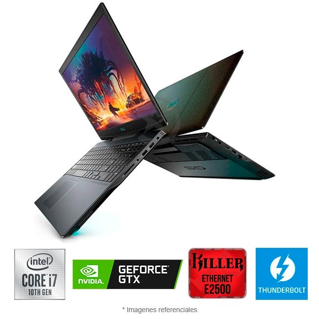 Laptop Dell G5 5500 Gaming Core i7-10750H Hasta 5.0 GHz, RAM 16GB, Sólido SSD 256GB + HDD 1TB, Video 4 GB NVIDIA GeForce GTX 1650Ti, LED 15.6" Full HD 120Hz, Windows 11 Home