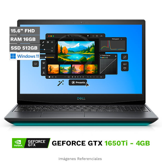 Laptop Dell G5 5500 Gaming Core i7-10750H Hasta 5.0 GHz, RAM 16GB, Sólido SSD 256GB + HDD 1TB, Video 4 GB NVIDIA GeForce GTX 1650Ti, LED 15.6" Full HD 120Hz, Windows 11 Home