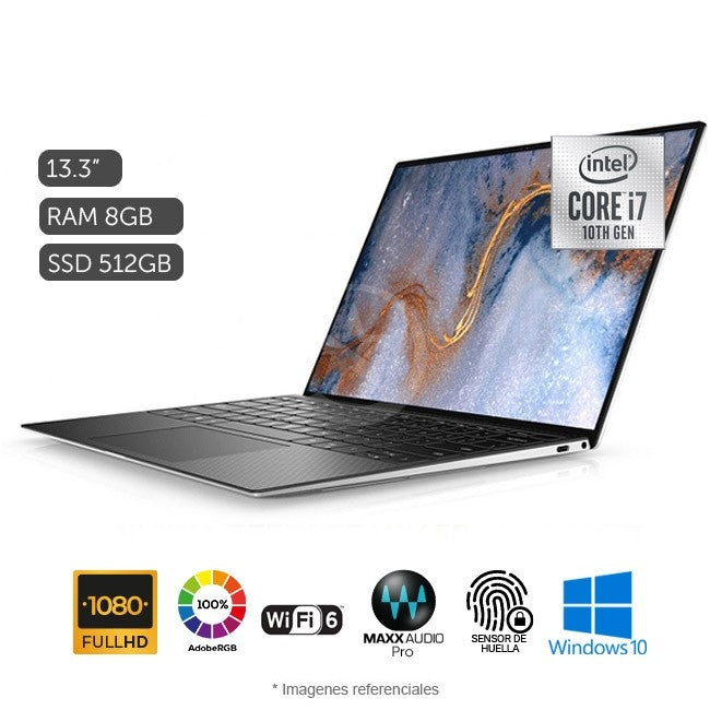 Laptop Dell XPS 13 7390 Ultrabook, Core i7-10510U Hasta 4.9 GHz, RAM 8GB, SSD 512GB, LED 13.3" Full HD InfinityEdge, Windows 10 Home