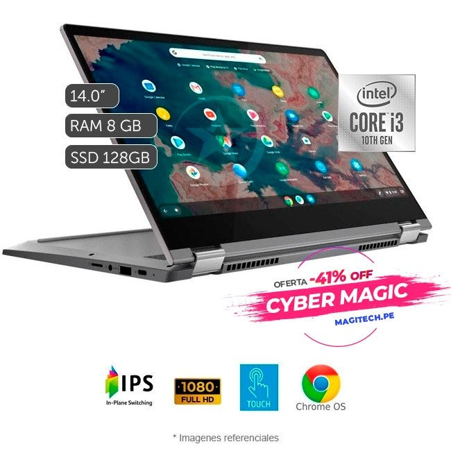 Convertible Lenovo IdeaPad Flex 5-13IML05, Core i3-10110U 2.1GHz, RAM 8GB, SSD 128GB, LED 14" Full HD Touch, Chrome OS