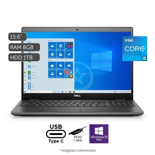 Laptop Dell Latitude 15 3510, Intel Core i5-10210U 1.6 GHz, RAM 8GB, HDD 1TB, LED 15.6" HD, Windows 10 Pro SP