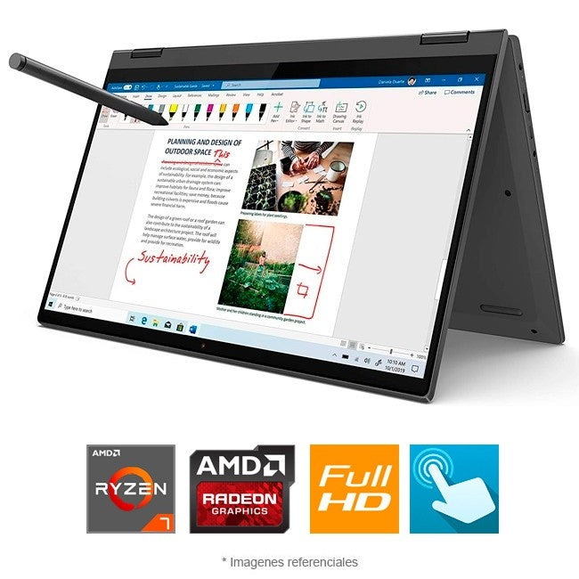 Convertible Lenovo IdeaPad Flex 5 2-en-1, AMD Ryzen 7 4700U Hasta 4.1 GHz, RAM 8GB, SSD 512GB, LED 14" Full HD Touch, Windows 10 Home
