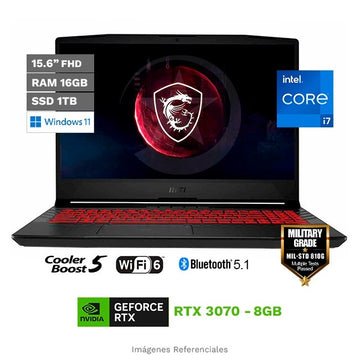 Laptop MSI Pulse GL66 11UGKV Gaming, Core i7-11800H Hasta 4,6 GHz, RAM 32GB, SSD 1TB, 8GB NVIDIA GeForce RTX 3070, LED 15.6" FHD a 144Hz, Windows 11 Home