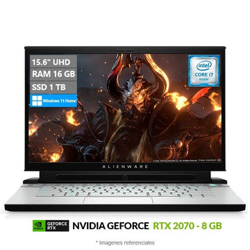 Laptop Dell Alienware M15 R2 Gaming, Intel Core i7-9750H Hasta 4.5 GHz, RAM 16GB, SSD 1TB, 8 GB NVIDIA GeForce RTX 2070, 15.6" 4K, Windows 11 Home**