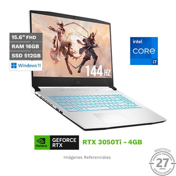 Laptop MSI Sword 15 A11UD Gaming, Intel Core i7-11800H Hasta 4.6 GHz, RAM 16 GB, SSD 512GB, 4GB NVIDIA GeForce RTX 3050Ti, LED 15.6" FHD a 144 Hz, Windows 11 Home