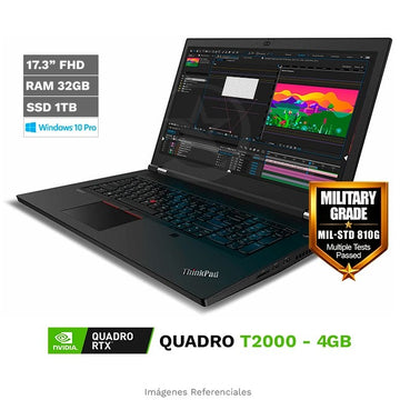 Laptop Workstation Lenovo ThinkPad P17, Core i7-10850H Hasta 5.1 GHz, RAM 32GB, SSD 1TB, 4 GB NVIDIA Quadro T2000, LED 17.3" FHD, Windows 10 Pro