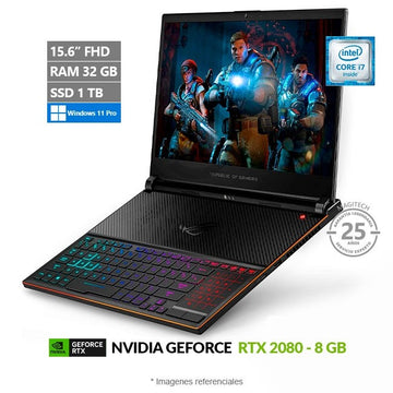 Laptop Asus ROG ZEPHYRUS S Ultra Slim GX531GX Gaming, Intel Core i7-8750H 2.2GHz, RAM 32GB, SSD 1TB, Video 8GB Nvidia RTX 2080 Max-Q, LED 15.6" Full HD a 144Hz 100% sRGB, Windows 10 Pro