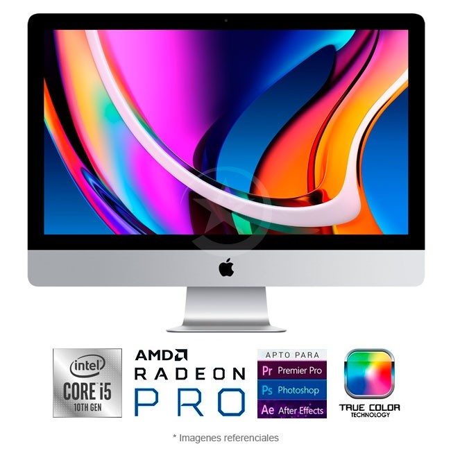 PC Apple iMac 27 (5K), Core i5-10600 3.3GHz, RAM 16GB, SSD 512GB, Video 4GB AMD Radeon PRO 5300, Pantalla 27" 5K Retina, MacOS Catalina