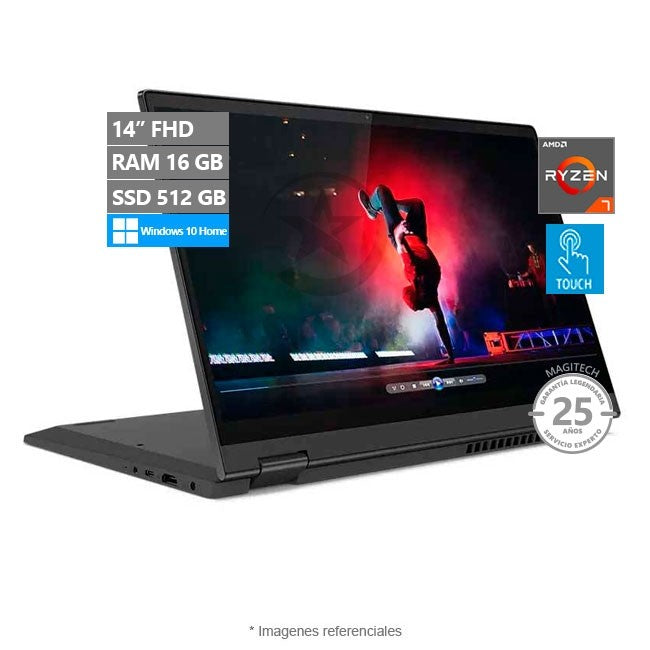 Convertible Lenovo FLEX 5 14ARE05 2-en-1, AMD Ryzen 7 4700U Hasta 4.1 GHz, RAM 16GB, SSD 512GB, LED 14" Full HD Touch, Windows 10 Home