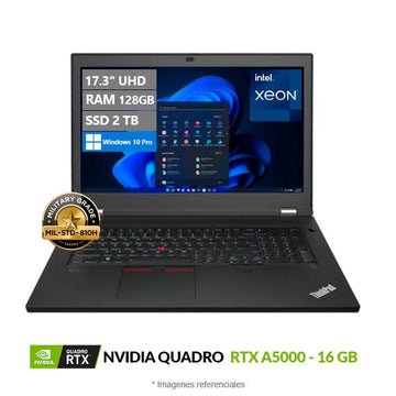 Laptop Workstation Lenovo ThinkPad P17 Gen 2, Xeon W-11855M Hasta 4.9 GHz, RAM 64GB, SSD 1TB, 16GB RTX A5000, LED 17.3" UHD 4K 100% Adobe, Windows 11 Pro