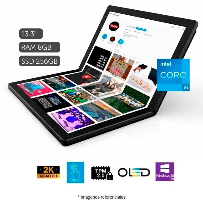 Convertible Lenovo ThinkPad X1 Fold Ultrabook 2-en-1, Intel Core i5-L16G7 1.4GHz, RAM 8GB, SSD 256GB, Pantalla OLED Plegable 13.3" XQGA Foldable 2K Táctil, Windows 10 Pro