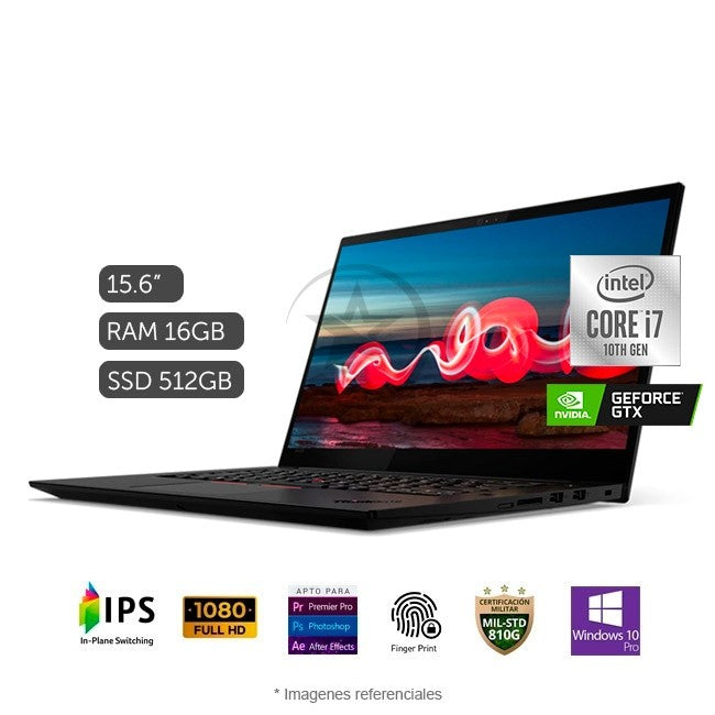 Laptop Lenovo ThinkPad X1 Extreme Gen 3 Ultrabook, Intel Core i7-10750H Hasta 5.0 GHz, RAM 16GB, SSD 512GB, 4 GB NVIDIA GeForce GTX 1650Ti, LED 15.6" FHD, Windows 10 Pro