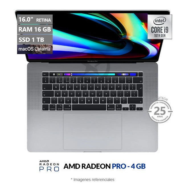 Laptop Apple MacBook Pro 16, Intel Core i9 2.3GHz, RAM 16GB, SSD 1TB, Video 4GB Radeon Pro 5500M, LED 16" Retina P3, MacOS