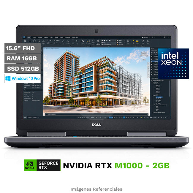 Laptop Dell Workstation Precision M7510, Intel Xeon E3-1535M 2.9GHz, RAM 16GB, SSD 512GB, Video 2 GB Nvidia Quadro M1000M, LED 15.6" Full HD, Windows 10 Pro