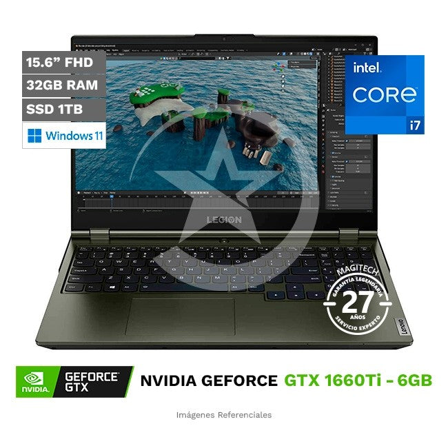 Laptop Lenovo Legion 5 15IMH05H Gaming, Intel Core i7-10750H 2.6GHz, RAM 16GB, SSD 512GB, Video 6GB GTX 1660Ti, LED 15.6" Full HD a 120Hz, Windows 10 Home