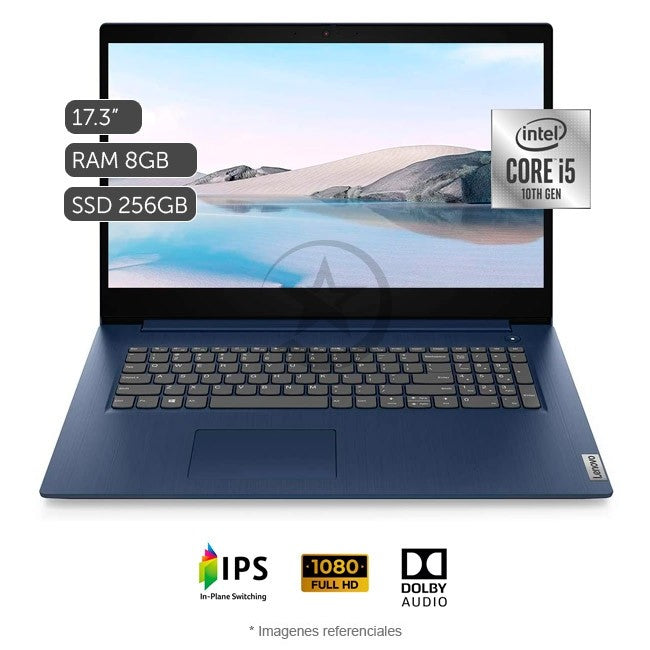Laptop Lenovo IdeaPad 3 (17) Intel Core i5-1035G1 Hasta 3.6GHz, RAM 16 GB, Sólido SSD 512GB, LED 17.3" Full HD, Windows 10 Home