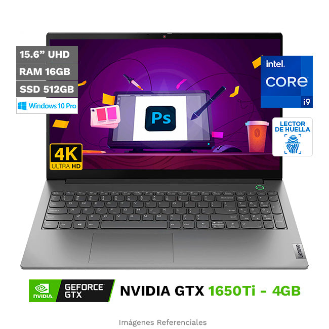 Laptop Lenovo ThinkBook 15p, Intel Core i7-10750H 2.6 GHz, RAM 16GB, SSD 512GB, Video 4GB Nvidia GTX1650Ti Max-Q, LED 15.6" UHD 4K, Windows 10 Pro