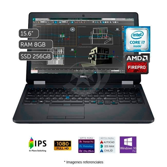 Laptop Dell WorkStation Precision 3510 Touch, Core i7-6820HQ 2.3GHz, RAM 16GB, SSD 512GB, 2GB AMD FirePro W5130M, Pantalla Táctil de 15.6" Full HD, Windows 10 Pro